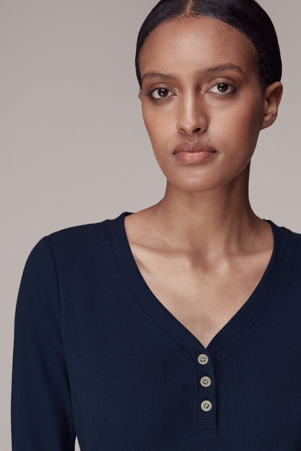 Paiton Ribbed Button Front Top